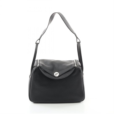 HERMES Lindy 30 Shoulder Bag P Taurillon Clemence Black Used SHW