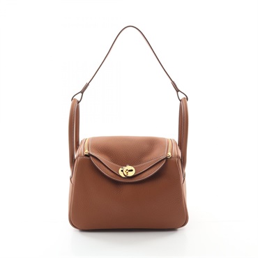 HERMES Lindy 26 Shoulder Bag K Taurillon Clemence Gold Used GHW