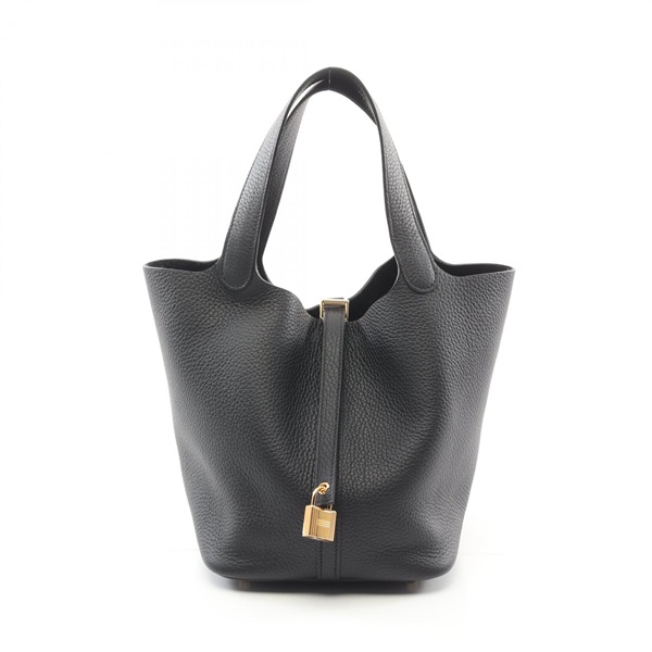 HERMES Picotin Lock MM Hand bag W Taurillon Clemence Black GHW