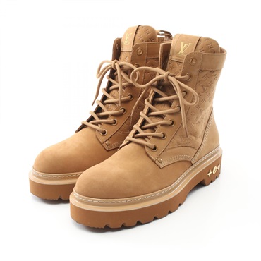 LOUIS VUITTON LV Ranger Ancre Boots lace-up short #11 1ADF6Y leather Beige used