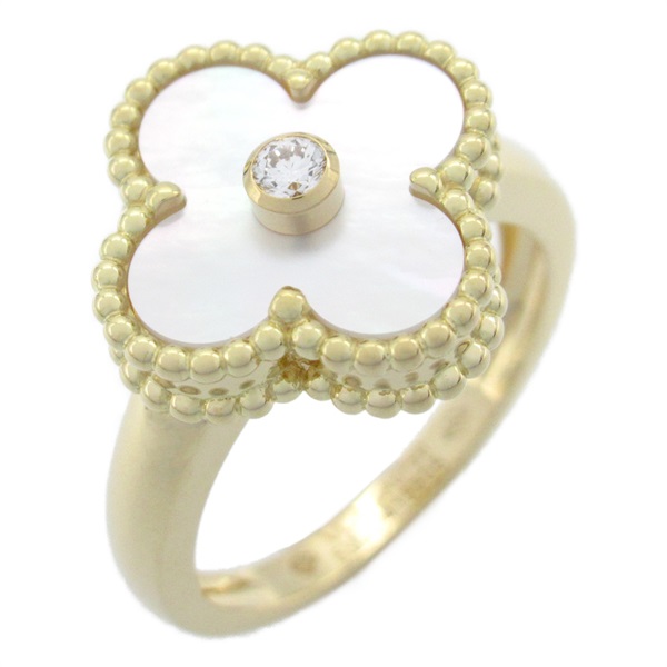 Van Cleef & Arpels Vintage Alhambra Ring 18KYG Mother of pearl White Used #53