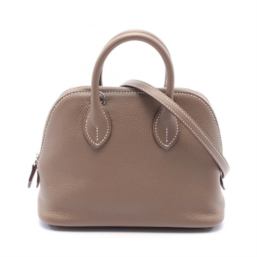 HERMES Bolide 1923 Mini Verso Hand crossbody bag W Evercolor leather Etoupe SHW