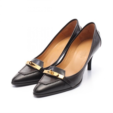 HERMES Kelly pumps heels shoes #35 leather Brown Used