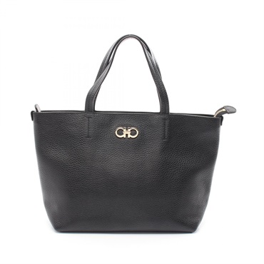 Salvatore Ferragamo Double Gancini Tote Bag 21 D764 leather Black Used Women