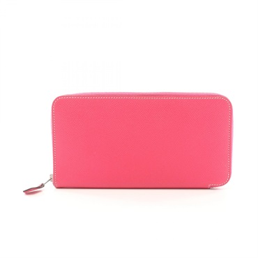 HERMES Azap Long Around zip long wallet purse Q Epsom Rose tyrien Used SHW