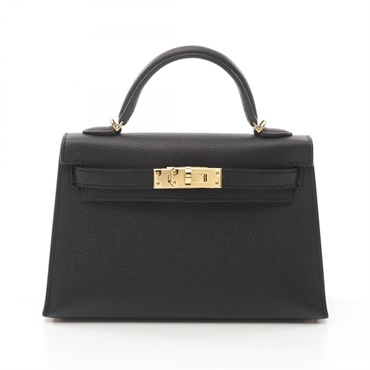 HERMES Mini Kelly 2 2way shoulder Hand bag B Epsom Black Used GHW