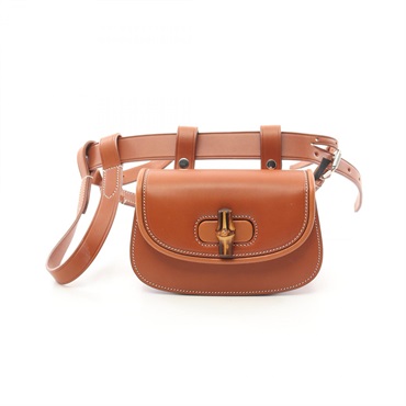 GUCCI Bamboo 1947 Mini Belt Waist bum bag 681137 leather Brown Used