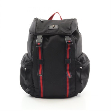 GUCCI Webbing line Rucksack Backpack 429037 leather Techno canvas Black Used