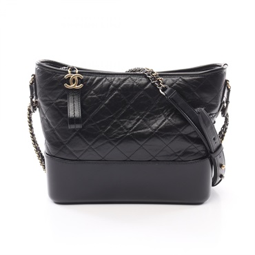 CHANEL Gabriel de Chanel large Hobo chain Shoulder Bag A93824 leather Black
