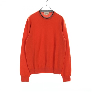 HERMES knitwear sweater #S cashmere Red Gray Black Used