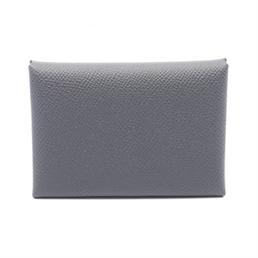 HERMES Calvi duo coin purse wallet W Epsom leather Ardoise SHW