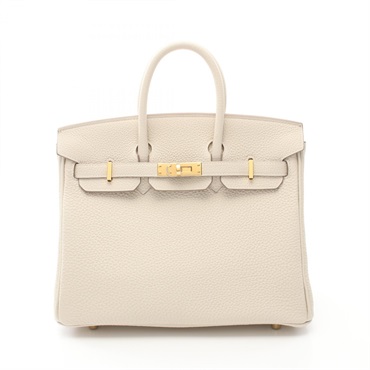 HERMES Birkin 25 Hand bag sac W Togo leather craie GHW