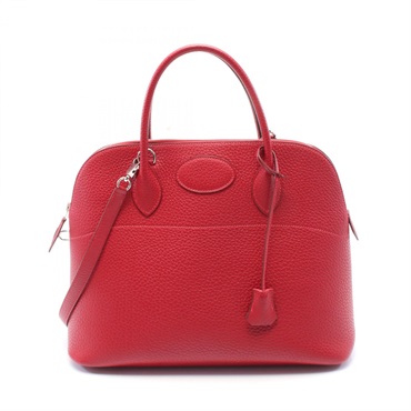 HERMES Bolide 35 Hand shoulder bag J Fjord leather rouge garance Used SHW