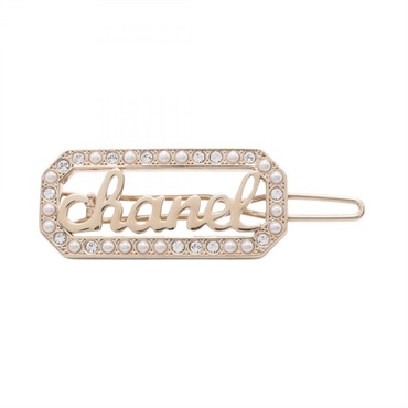 CHANEL logo brooch pin accessories Gold Plated Rhinestones Artificial pearl used
