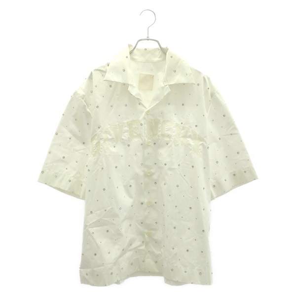 GIVENCHY Embroidered Short Sleeve Shirt Cotton White #38 Used Women