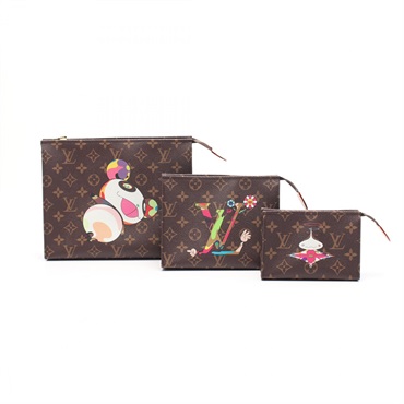 LOUIS VUITTON LV x TM Trio Poche Toilette Pouches purses M13762 Monogram Brown