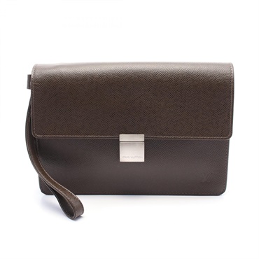 LOUIS VUITTON Selenga business clutch bag M30782 Taiga leather Grizzly Used mens