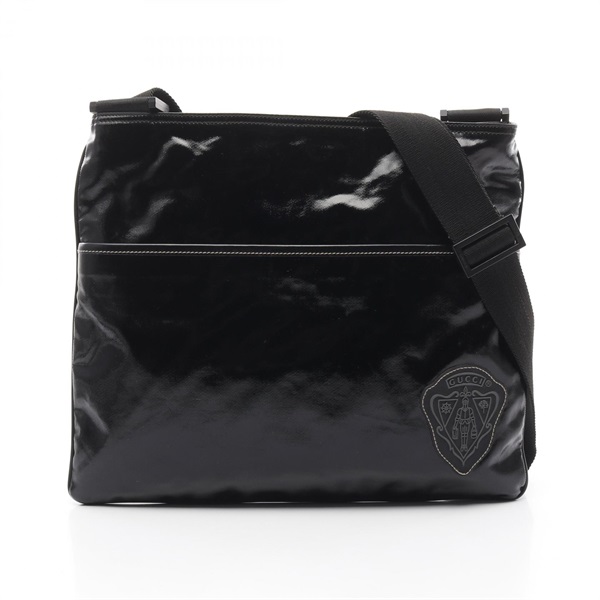 GUCCI Crest Shoulder Bag crossbody 181093 PVC coated canvas Black Used unisex