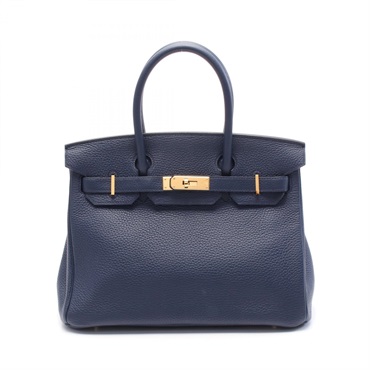 HERMES Birkin 30 Verso Hand bag R Taurillon Clemence Blue roy Used GHW