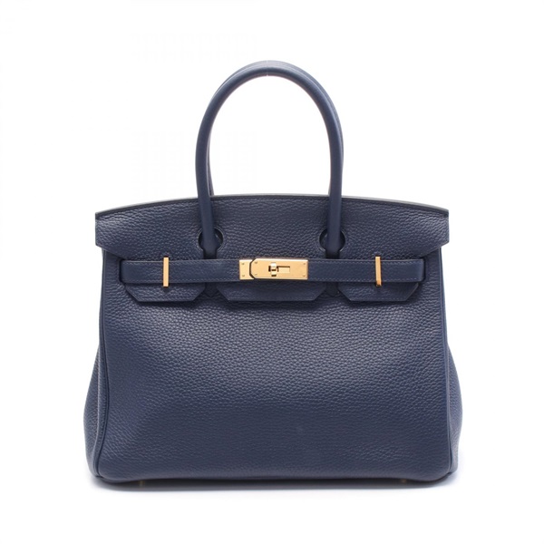 HERMES Birkin 30 Verso Hand bag R Taurillon Clemence Blue roy Used GHW