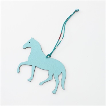 HERMES Petite Ash Force charm Epsom Togo leather Blue Green Celeste Used Women