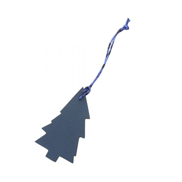HERMES Petit Ash Tree charm Taurillon Clemence leather Epsom Navy Purple Used
