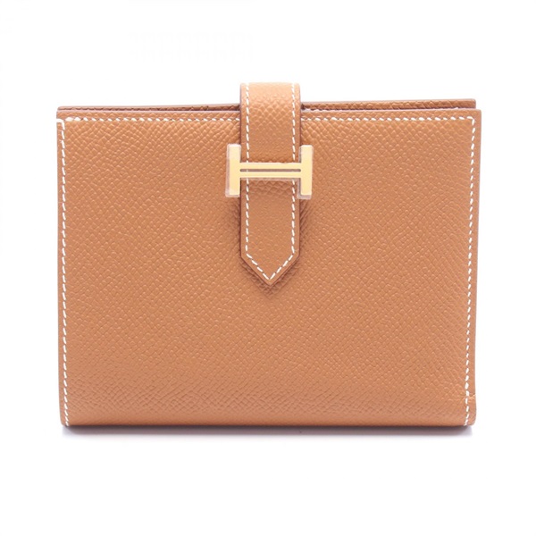 HERMES BEARN Compact Bi-fold wallet purse Epsom Gold GHW