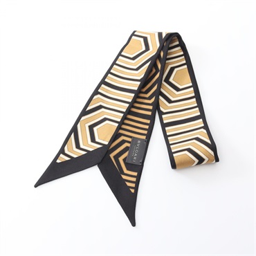 BVLGARI Scarf silk Black Brown Beige Used Women