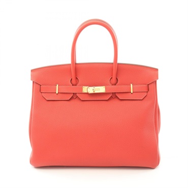 HERMES Birkin 35 Hand bag R 027634CC Togo leather Rouge pivoine Used SHW