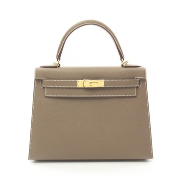 HERMES Kelly 28 2way Hand shoulder bag B 042319CC EpsomEtoupe Grey Used GHW