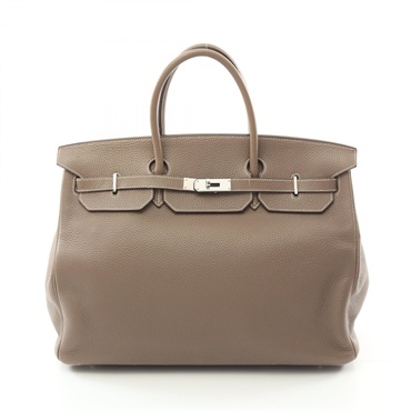 HERMES Birkin 40 Handbag Togo leather Brown Etoupe Grey Used J SHW unisex