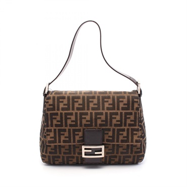 FENDI Mamma bucket Shoulder Bag zucca 26325 canvas leather Brown Used Women