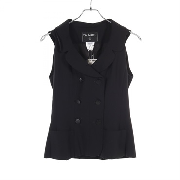 CHANEL Vest sleeveless jacket P13858V07799 wool Black Used Women size 38