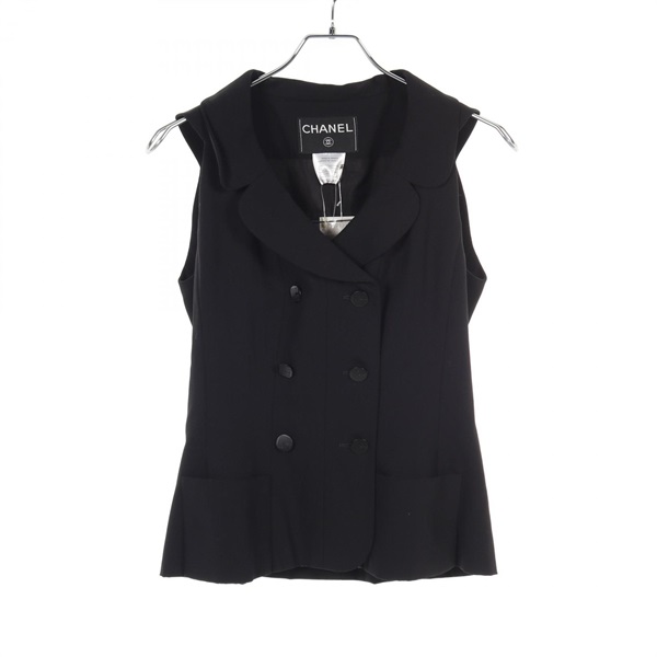 CHANEL Vest sleeveless jacket P13858V07799 wool Black Used Women size 38