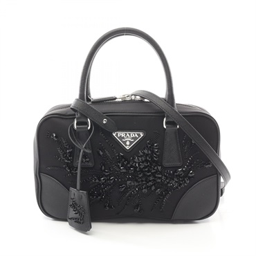 PRADA TESSUTO SAFFIANO Hand crossbody shoulder bag 1BB121 Nylon leather Black