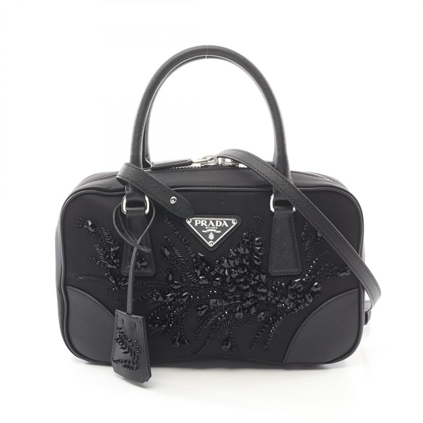 PRADA TESSUTO SAFFIANO Hand crossbody shoulder bag 1BB121 Nylon leather Black