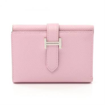 HERMES Bearn combine Tri-fold wallet Epsom leather Mauve sylvestre Used Z SHW