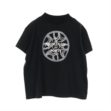 HERMES Promenade du Matin Short sleeve T-shirt cotton Black Used Women size 34