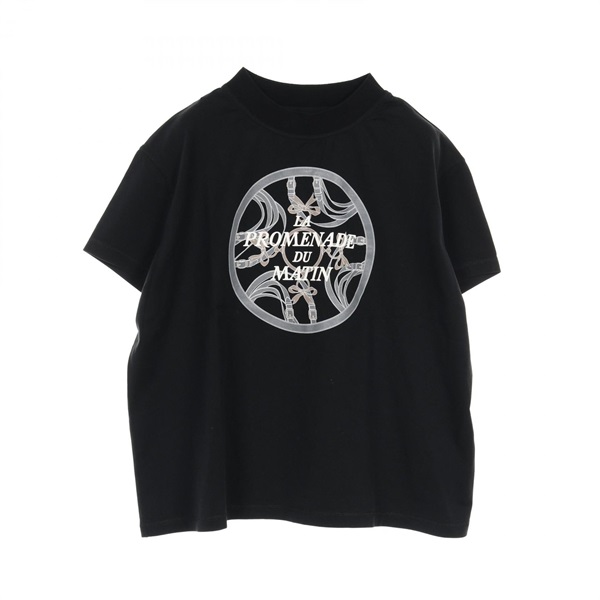 HERMES Promenade du Matin Short sleeve T-shirt cotton Black Used Women size 34