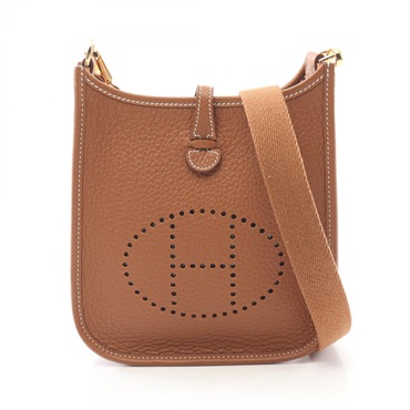 HERMES Evelyne TPM Shoulder Bag Taurillon Clemence leather Gold Used Women GHW K