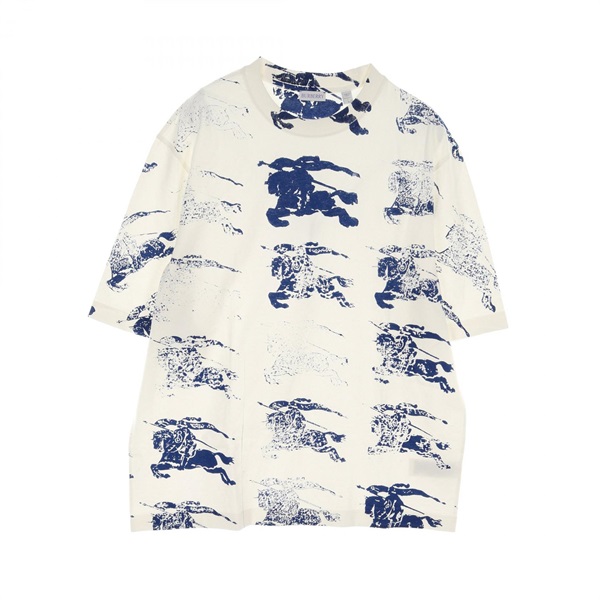 BURBERRY T-shirt #L short sleeves cotton White Blue Used mens