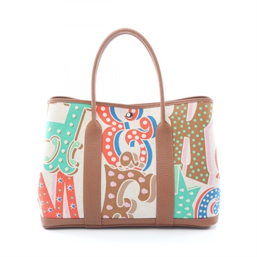 HERMES Garden Party PM Electric Tote Bag Toile H Negonda leather Beige used SHW