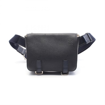 LOEWE Military Bum Waist Crossbody Bag Leather Navy Used Unisex