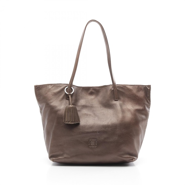 LOEWE anagram Tote shoulder Bag leather Brown Used