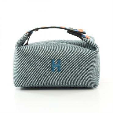 HERMES Bride a Brac PM Handbag pouch wool Green Multicolor Used Women SHW