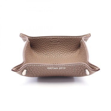 HERMES Vide poche MINI TRAY R Taurillon Clemence Etoupe Grey SHW