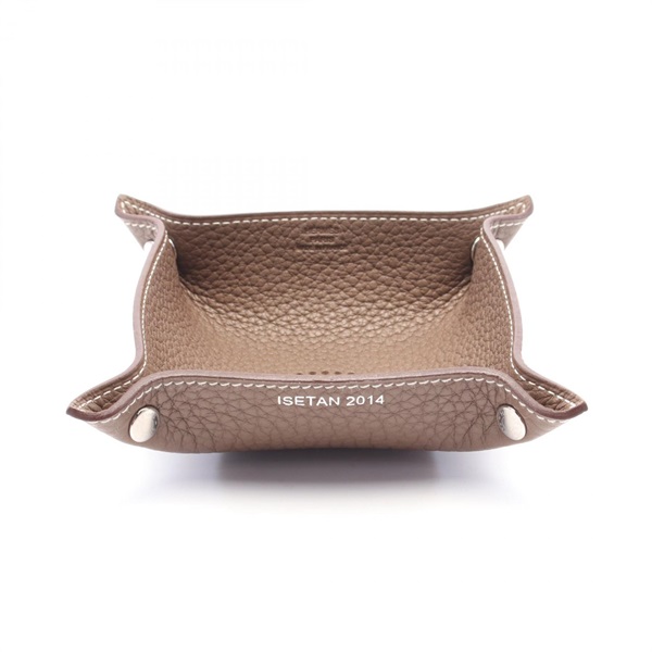 HERMES Vide poche MINI TRAY R Taurillon Clemence Etoupe Grey SHW