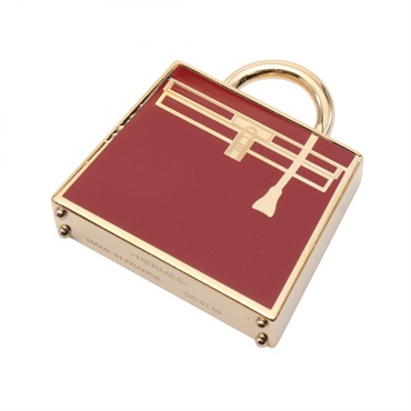 HERMES Curiocite Kelly Laque Pendant top Gold Plated Red Used