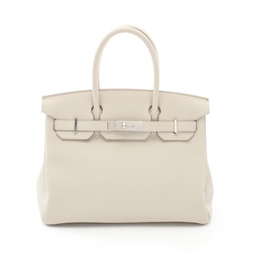 HERMES Birkin 30 Hand bag W Togo leather Gray Beton Used SHW