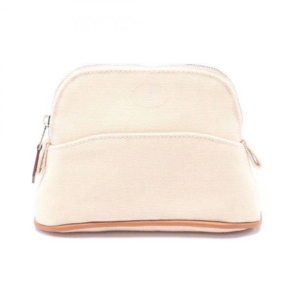HERMES Bolide Pouch purse 15 Mini Pouch canvas leather Brown natural Used SHW